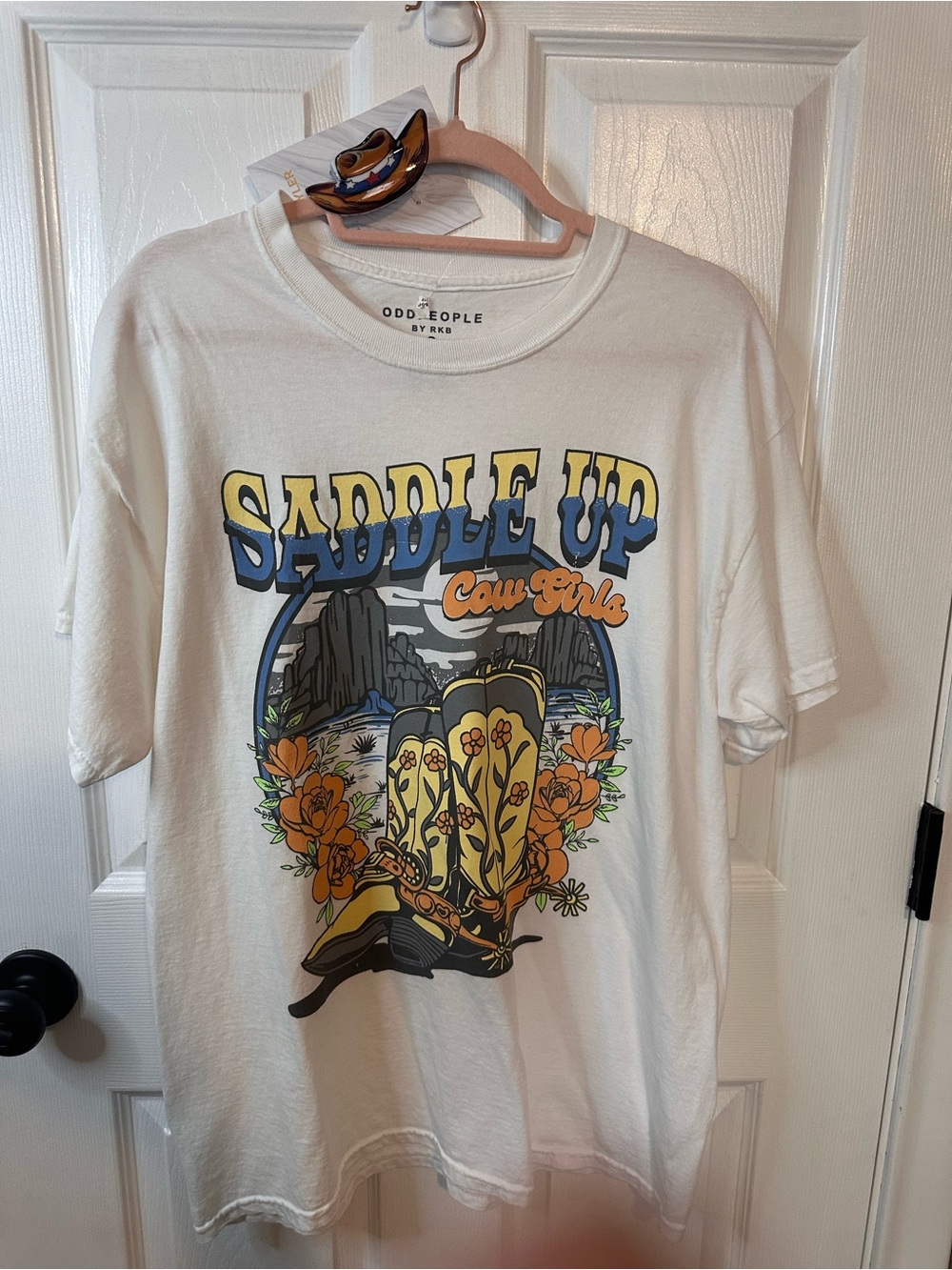 White 'Saddle Up' Graphic Tee